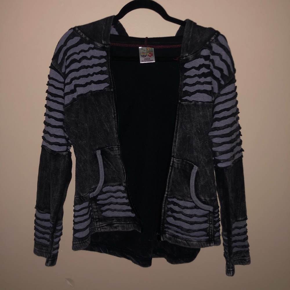 Textured Zip Up Hoodie